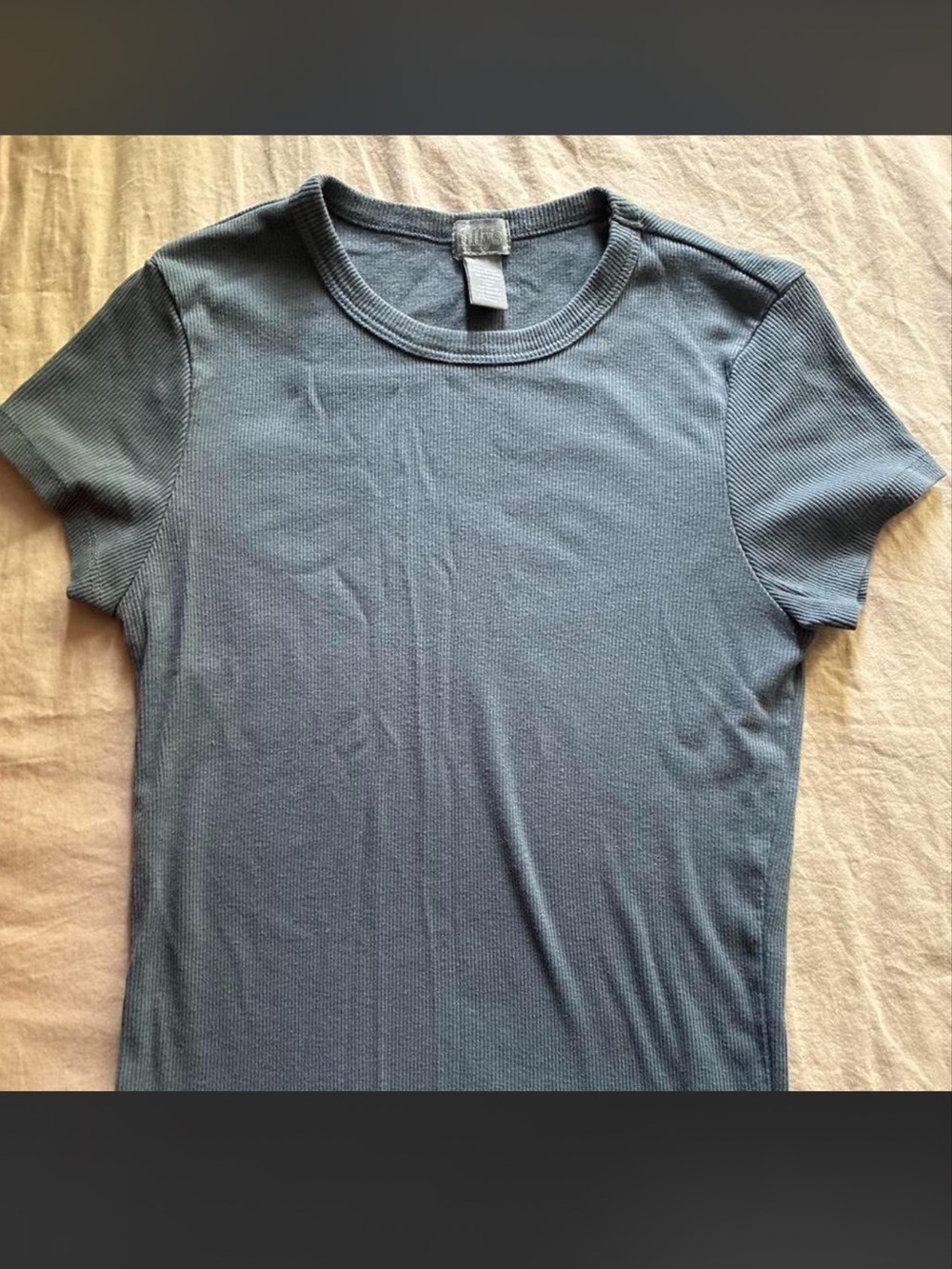 Tilly's Slate Blue Ribbed Short-Sleeve Crew Tee
